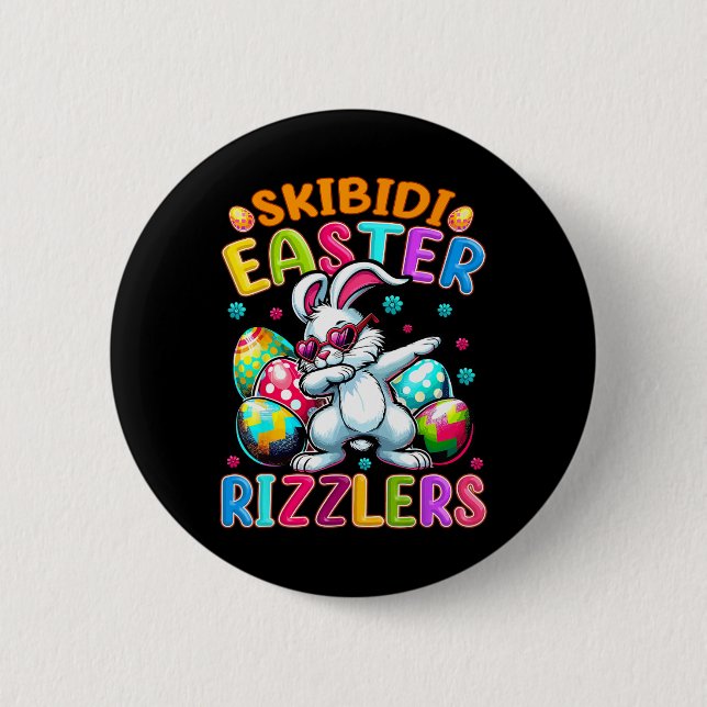 Funny Easter Shirt - Skibidi Easter Bunny Gen Alph 6 Cm Round Badge (Front)