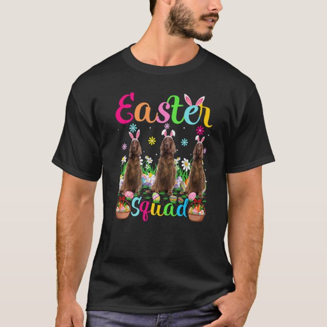 Funny Easter Squad Bunny Ear Irish Setter Dog Happ T-Shirt (Front)