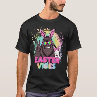 Funny Easter Vibes Bigfoot Bunny Ears Sasquatch T-Shirt