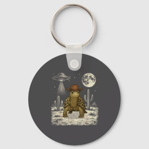 Funny Eastern Box Turtle Cowboy Western Ufo  Key Ring