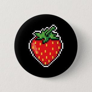 Funny Easy Halloween Costume Pixel Strawberry 80s  6 Cm Round Badge