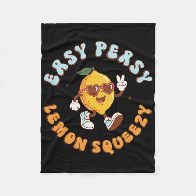 Funny Easy Peasy Lemon Squeezy Retro Summer Vacati Fleece Blanket (Front)
