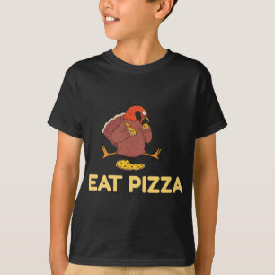 Funny Eat pizza Turkey Thanksgiving vegan for kids T-Shirt