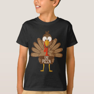 Funny Eat pizza turkey Thanksgiving vegan for kids T-Shirt