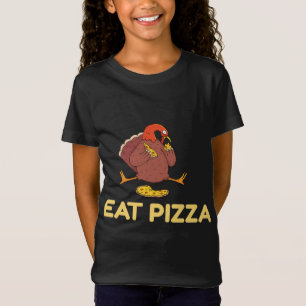 Funny Eat pizza Turkey Thanksgiving vegan for kids T-Shirt