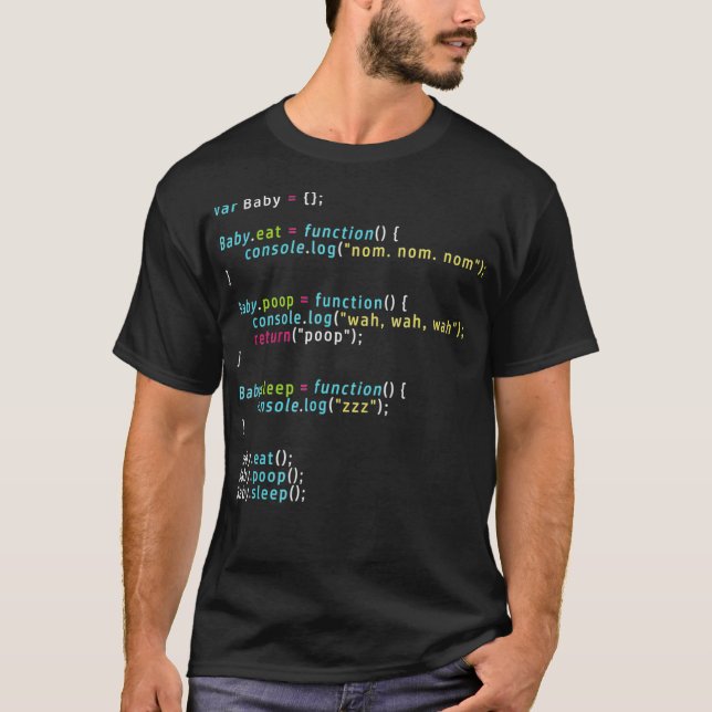 Funny Eat Poop Sleep Baby Coding  in javascript  T-Shirt (Front)