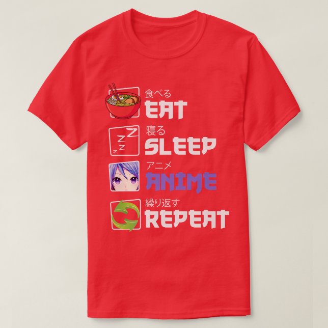 Funny Eat Sleep Anime Repeat Anime Japan Manga Gi T-Shirt (Design Front)