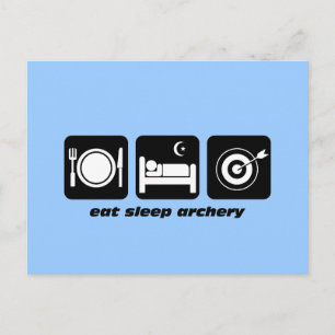 Funny eat sleep archery postcard