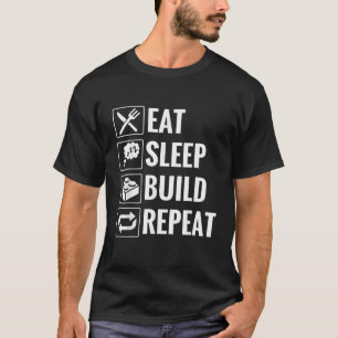 Funny Eat Sleep Build Repeat Building Blocks Men W T-Shirt