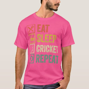 Funny eat sleep cricket repeat retro vintage gift  T-Shirt