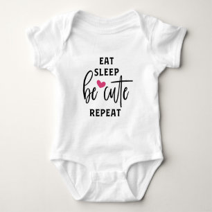 Funny eat sleep cute word art girls baby bodysuit