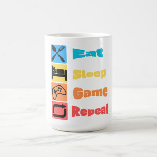 Funny "Eat Sleep Game Repeat" Gamer Mug