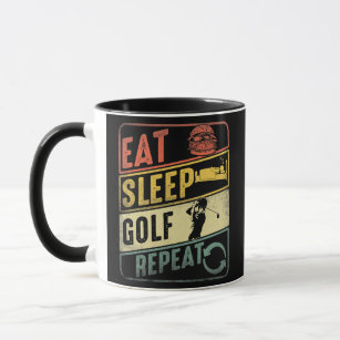 Funny Eat Sleep Golf Repeat Retro Vintage  Mug