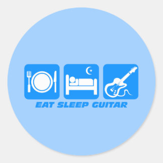 Funny eat sleep guitar classic round sticker