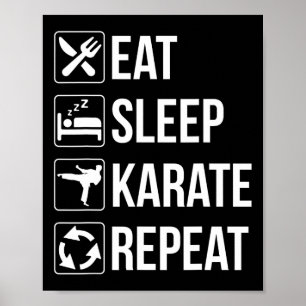 Funny Eat Sleep Karate Repeat 1 Poster