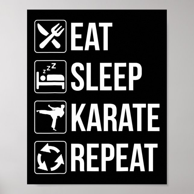 Funny Eat Sleep Karate Repeat 1  Poster (Front)
