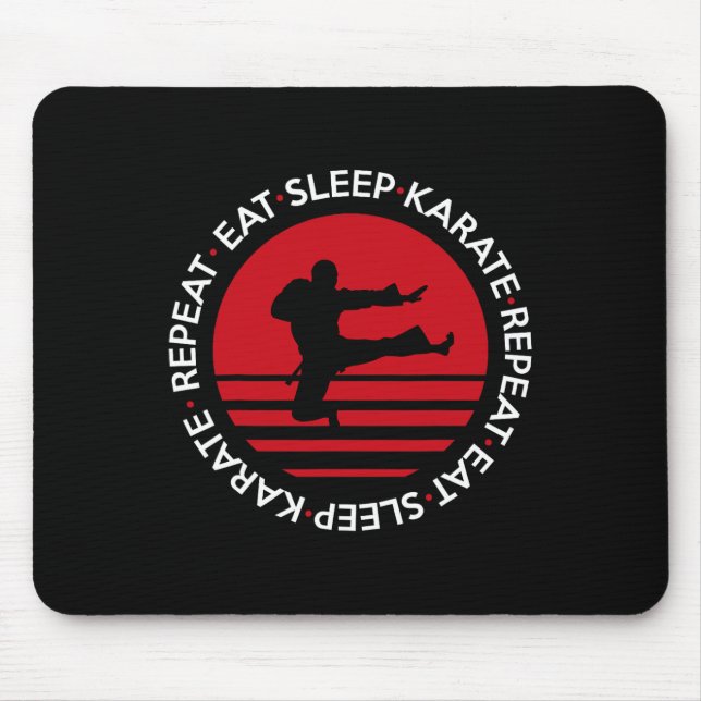 Funny Eat Sleep Karate Repeat  Mouse Mat (Front)