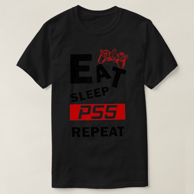 Funny Eat Sleep PS5 Repeat Gift for Lover Video Ga T-Shirt (Design Front)