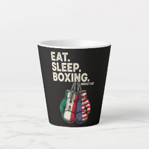 Funny Eat Sleep Repeat Boxing Latte Mug