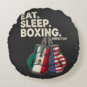 funny eat sleep repeat boxing round cushion