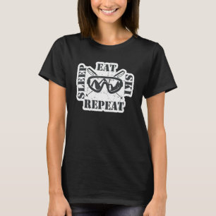 Funny Eat Sleep Ski Repeat For Cool Skiers Designs T-Shirt