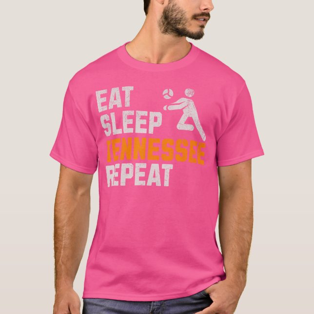 Funny Eat Sleep Tennessee Repeat Volunteer State V T-Shirt (Front)