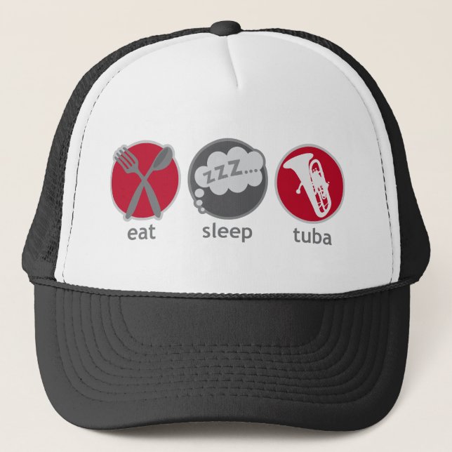 Funny Eat Sleep Tuba Music Hat (Front)