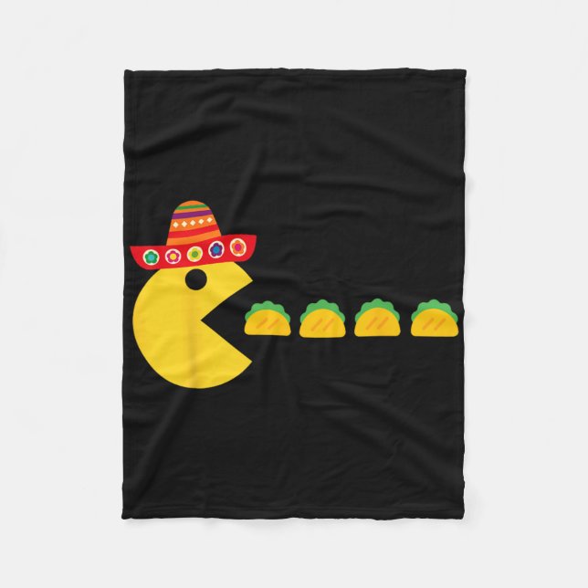 Funny Eating Tacos Fiesta Cinco De Mayo Mexican Me Fleece Blanket (Front)