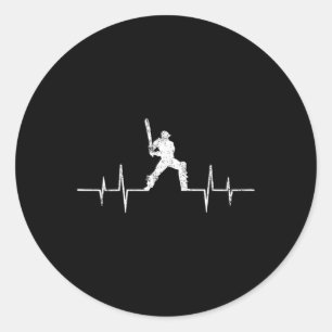 Funny Ecg Cricket Game Lover Gifts Cool Cricket He Classic Round Sticker