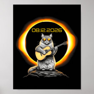 Funny Eclipse Cat Guitar 08 12 Poster