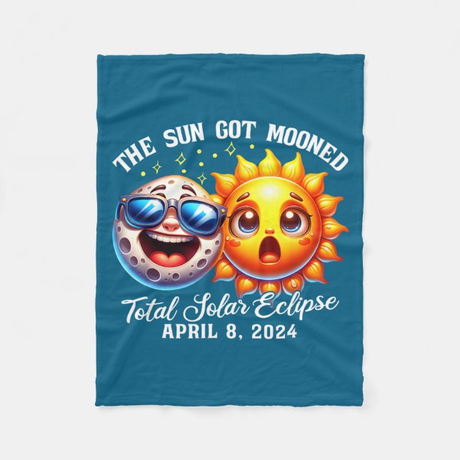Funny Eclipse Sun Got Mooned Solar Fleece Blanket (Front)