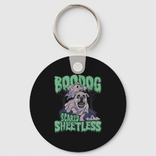 Funny Ed English Bulldog Halloween, Boodog Ghost D Key Ring