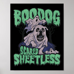 Funny Ed English Bulldog Halloween, Boodog Ghost D Poster