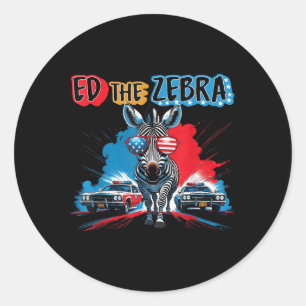 Funny Ed The Zebra 2025 Captured Retro Vintage 4th Classic Round Sticker
