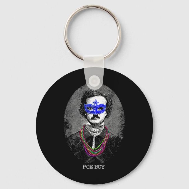 Funny Edgar Allan Poe Mardi Gras Mashup  Key Ring (Front)