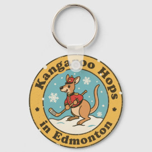 Funny Edmonton Kangaroo Hockey Key Ring