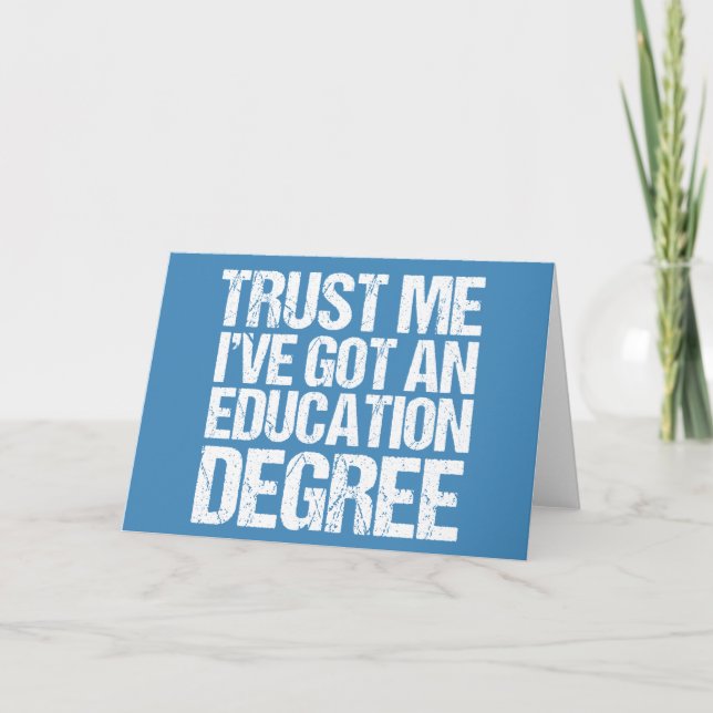 Funny Education Major Graduation Cute Blue Teacher Card (Front)