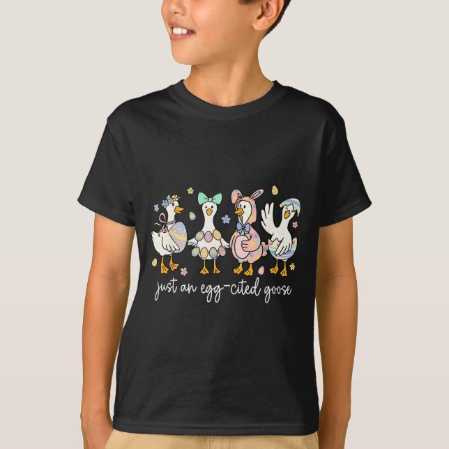 Funny Egg Cited Goose Silly Funny T-Shirt (Front)