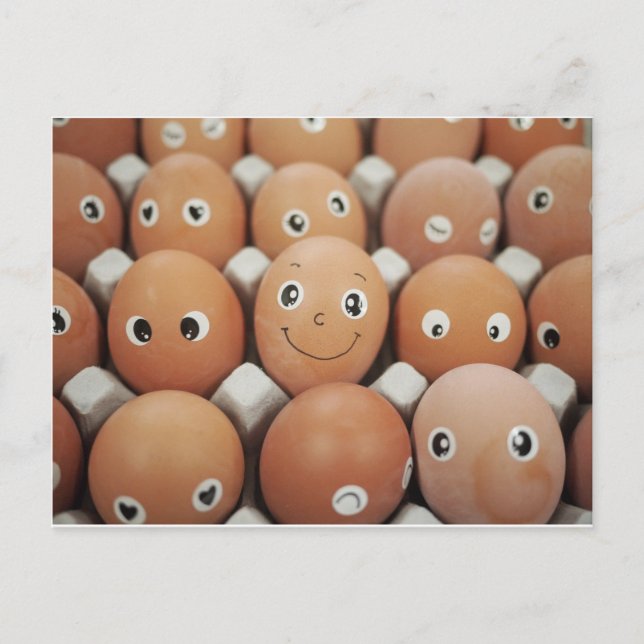 Funny Egg Faces - Breakfast Food Print Postcard (Front)