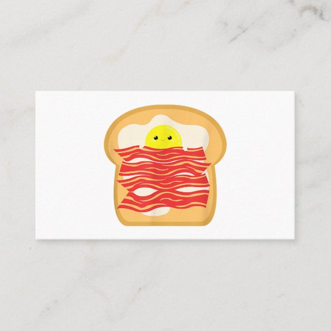 Funny Egg In A Bacon Toast Bed T-Shirt - Food Brea Business Card (Front)