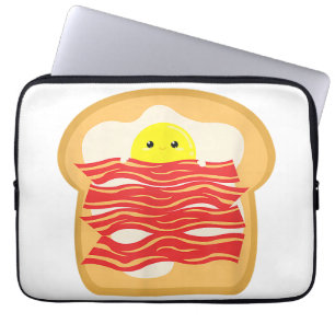 Funny Egg In A Bacon Toast Bed T-Shirt - Food Brea Laptop Sleeve