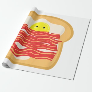 Funny Egg In A Bacon Toast Bed T-Shirt - Food Brea Wrapping Paper