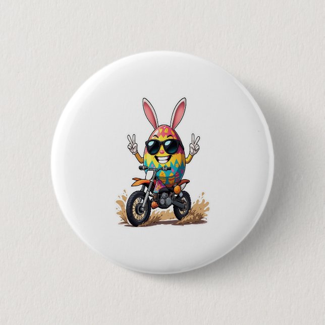 Funny Egg Motorbike 6 Cm Round Badge (Front)