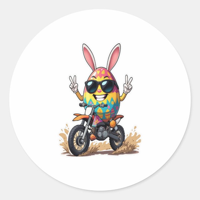 Funny Egg Motorbike Classic Round Sticker (Front)