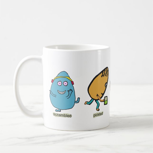 Funny Egg Puns Coffee Mug (Left)