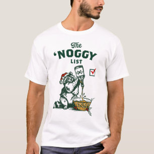Funny Eggnog Drinking Santa Christmas Racoon Gift T-Shirt