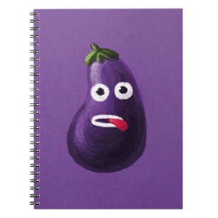 Funny Eggplant Cartoon Character Cute Vegetable Notebook