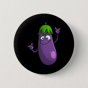 Funny Eggplant Designs For Men Women Fruit Vegetab 6 Cm Round Badge