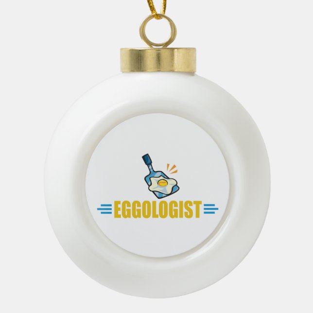 Funny Eggs Ceramic Ball Christmas Ornament (Front)