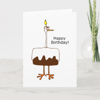 FUNNY EGRET BIRTHDAY CAKE CARD